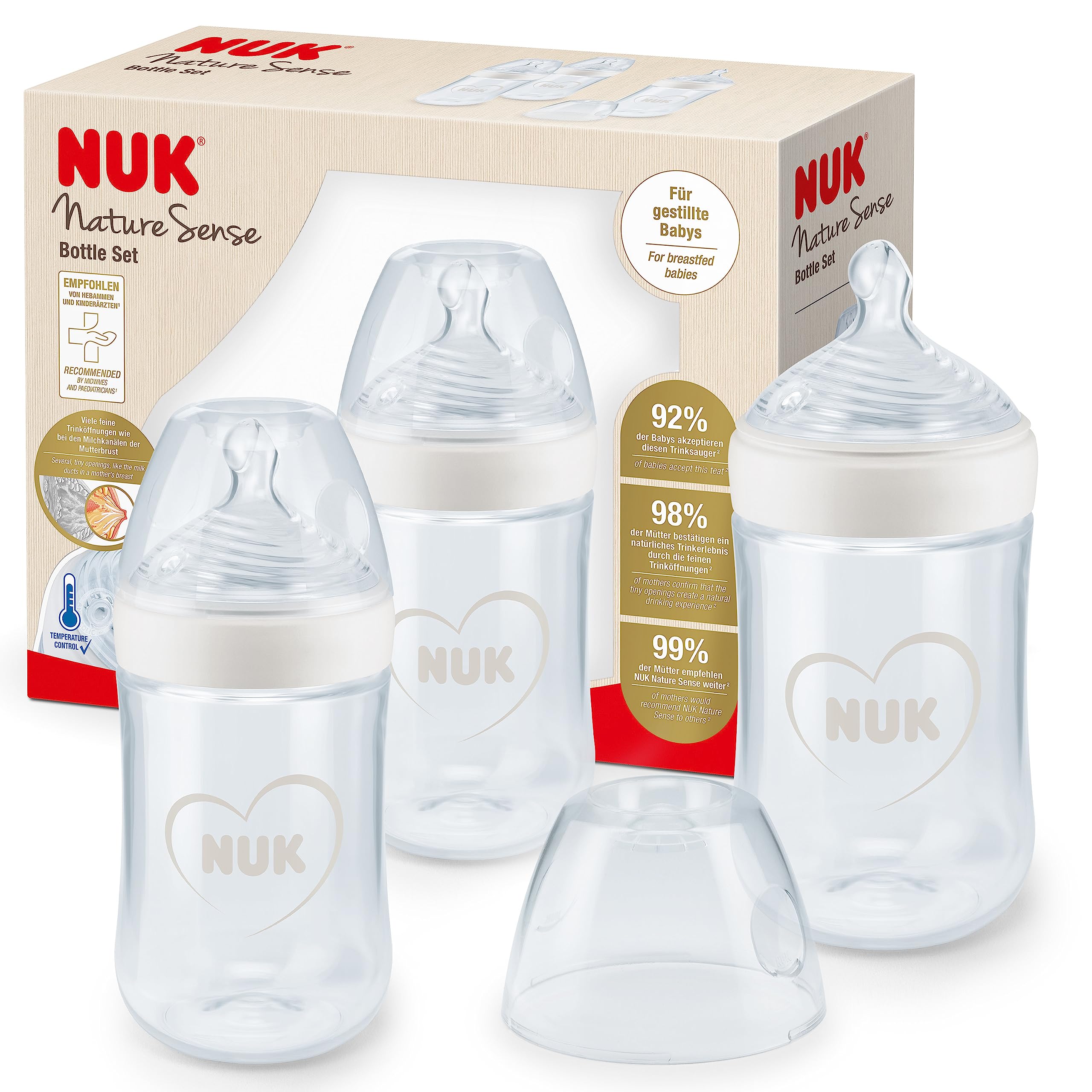 nuk-nature-sense-babyflaschen-set-260-ml-0-6-monate-silikon-grau-wei-3-st-ck image 1