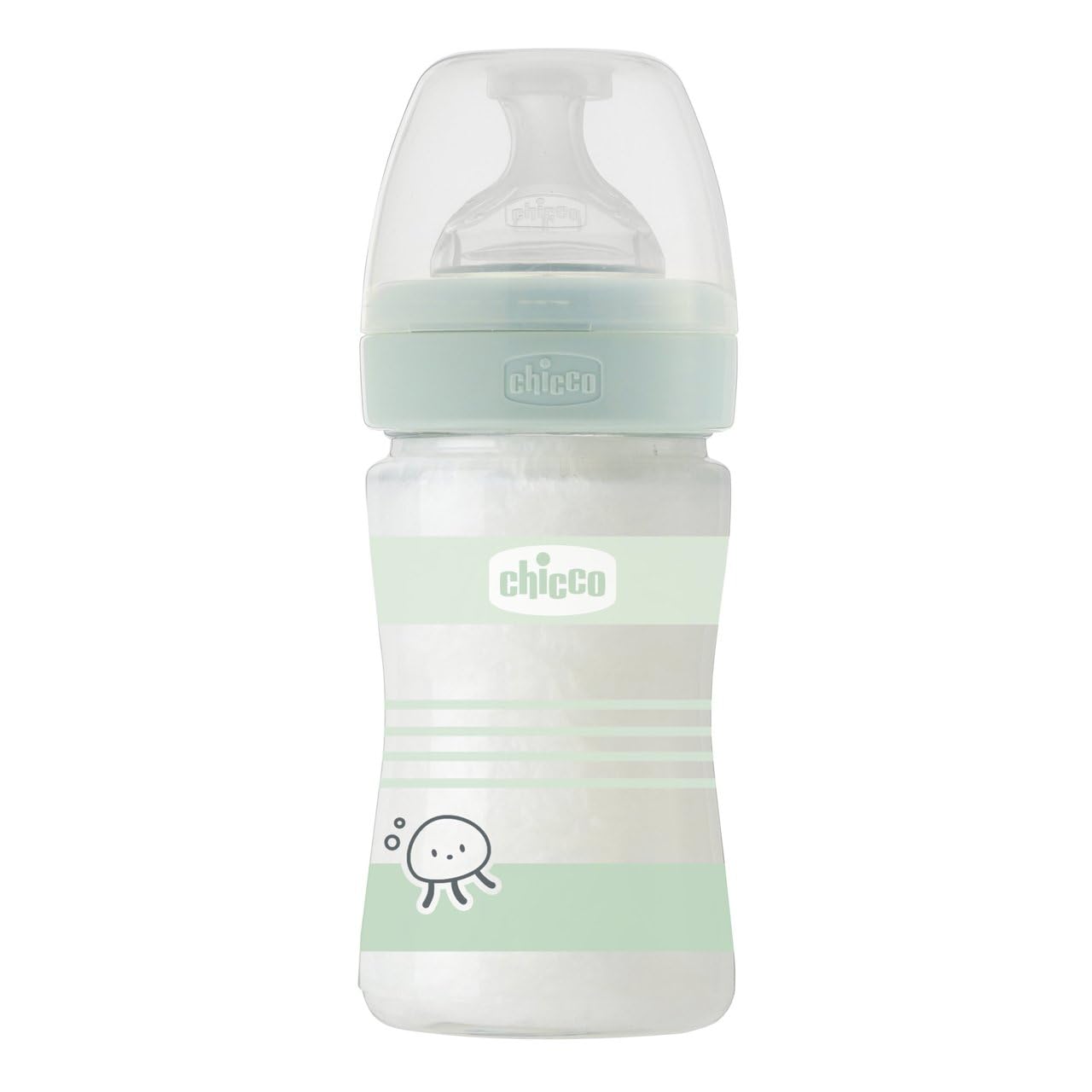 chicco-babyfl-schchen-well-being-glas-150-ml-normaler-fluss-0m-silikon-gr-n image 1