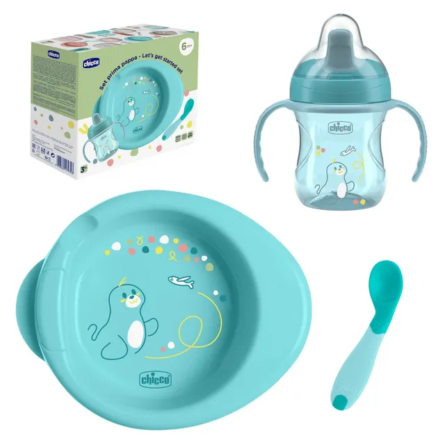 chicco-babynahrung-set-tasse-training-cup-erster-l-ffel-teller-hot-baby-brei-6-m image 1