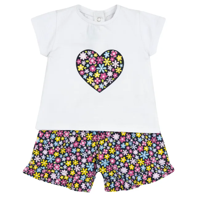 chicco-baby-m-dchen-set-mit-t-shirt-und-shorts-aus-weichem-stoff-mit-h-bschem-kr image 1