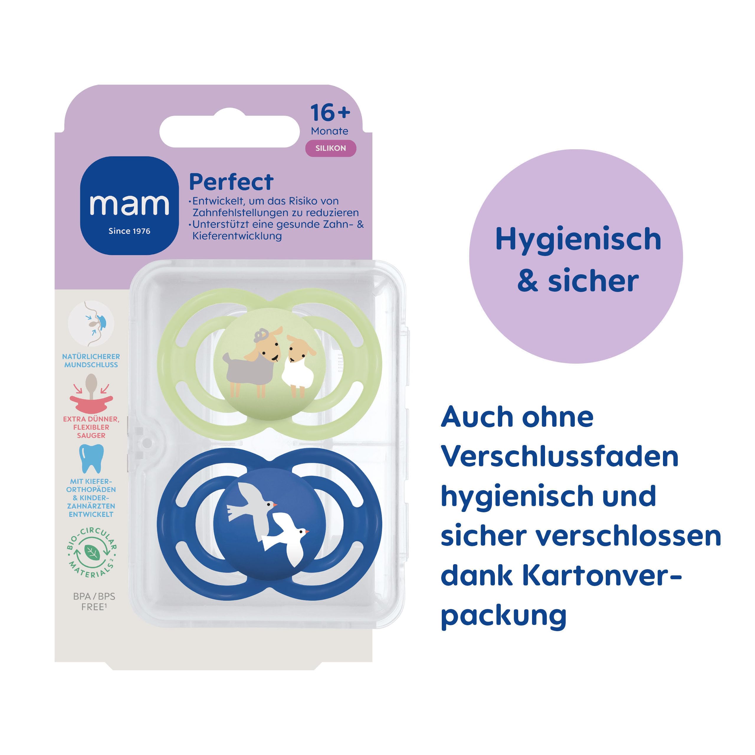 mam-perfect-schnuller-16-monate-skinsoft-silikon-schafe-v-gel-2-st-ck image 2