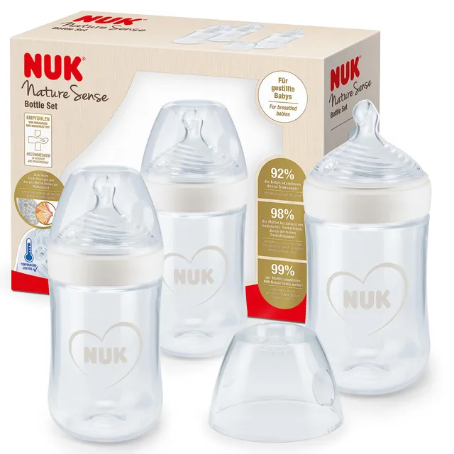 nuk-nature-sense-babyflaschen-set-260-ml-0-6-monate-silikon-grau-wei-3-st-ck image 1