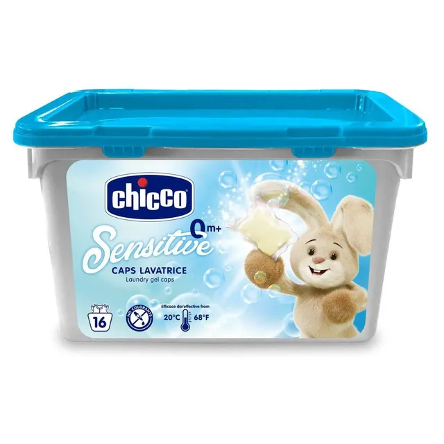 chicco-sensitive-waschmittel-kapseln-dosiert-ohne-farbstoffe-ab-0-monaten-16-kap image 1