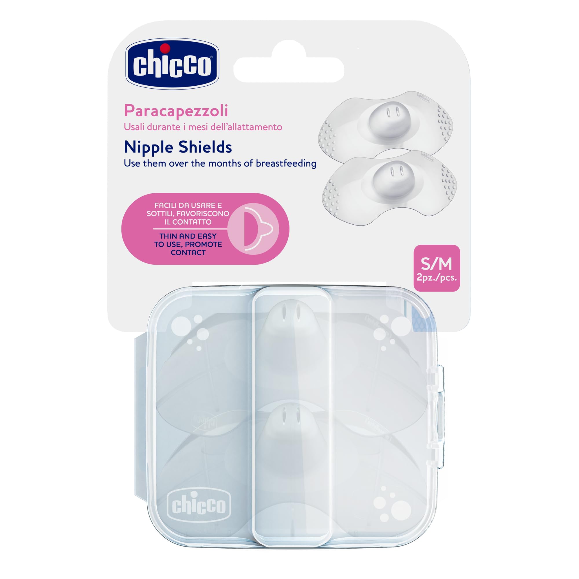 chicco-silikon-brustwarzenh-tchen-gr-e-s-m-transparent-2-st-ck-mit-sterilisierbo image 1