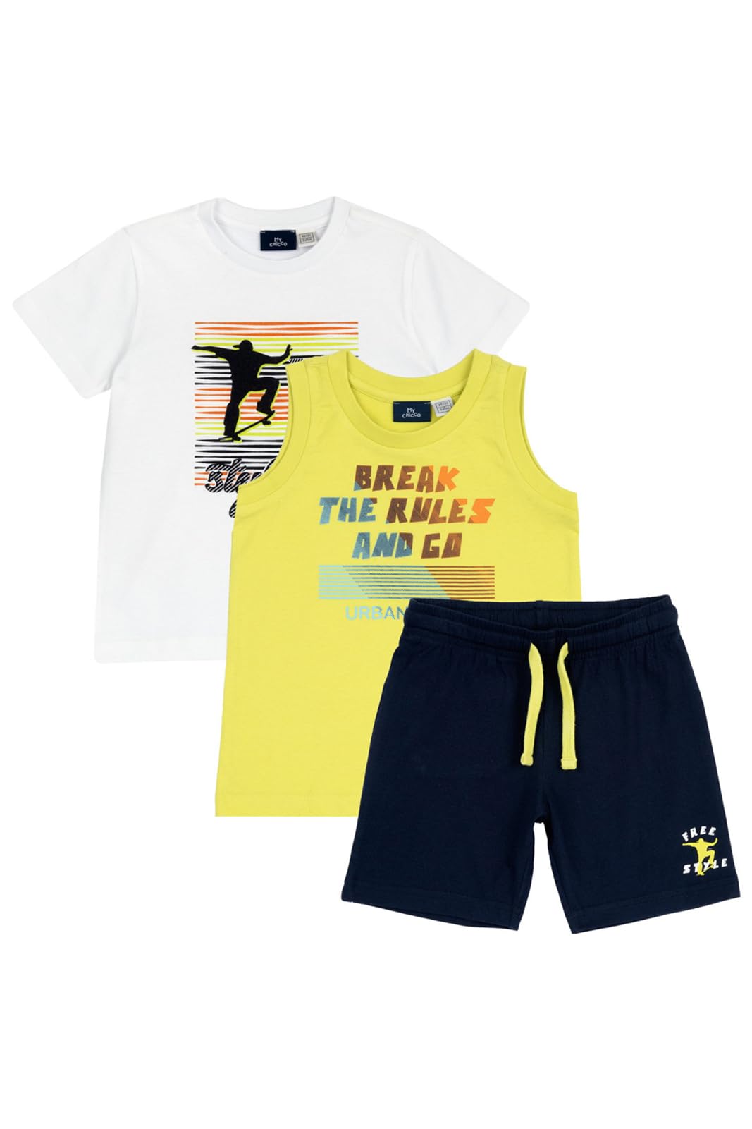 chicco-kinder-set-3-teilig-t-shirt-shorts-unterhemd-aus-100-baumwolle image 1