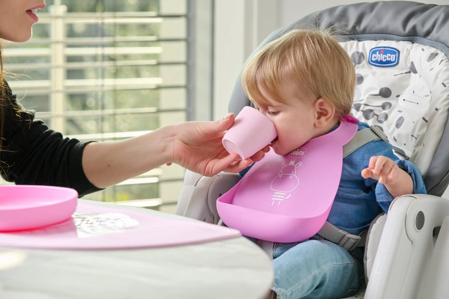 chicco-silikonl-tzchen-rosa-mit-auffangschale-verstellbar-faltbar image 2