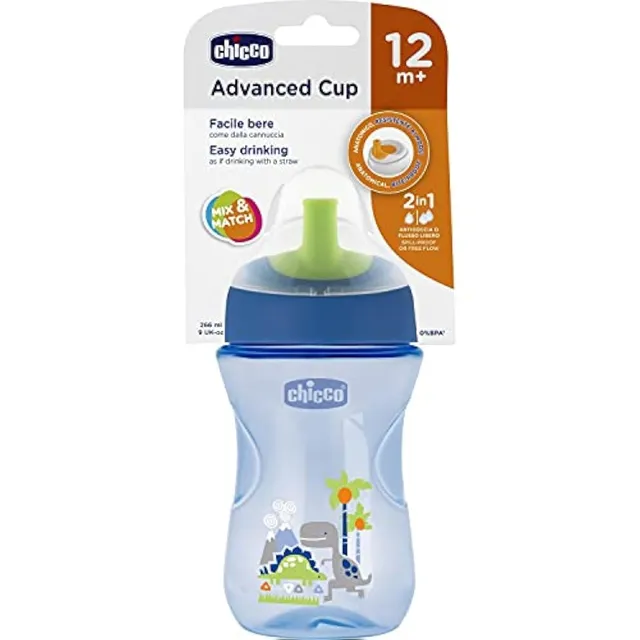 chicco-advanced-cup-trinklernbecher-266-ml-12-monate-mit-strohhalm-gr-n-blau image 1