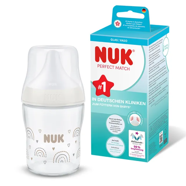 nuk-perfect-match-babyflasche-glas-120-ml-0-monate-temperature-control-regenboge image 1