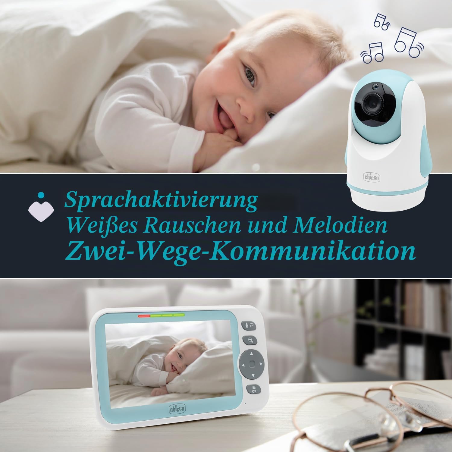 chicco-video-babyphone-evolution-motorisierte-drehbare-kamera-5-zoll-farbdisplay image 5