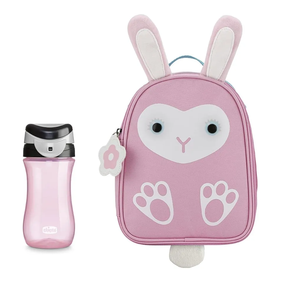 chicco-hasen-rucksack-und-reisebecher-set-rosa-2-jahre image 1