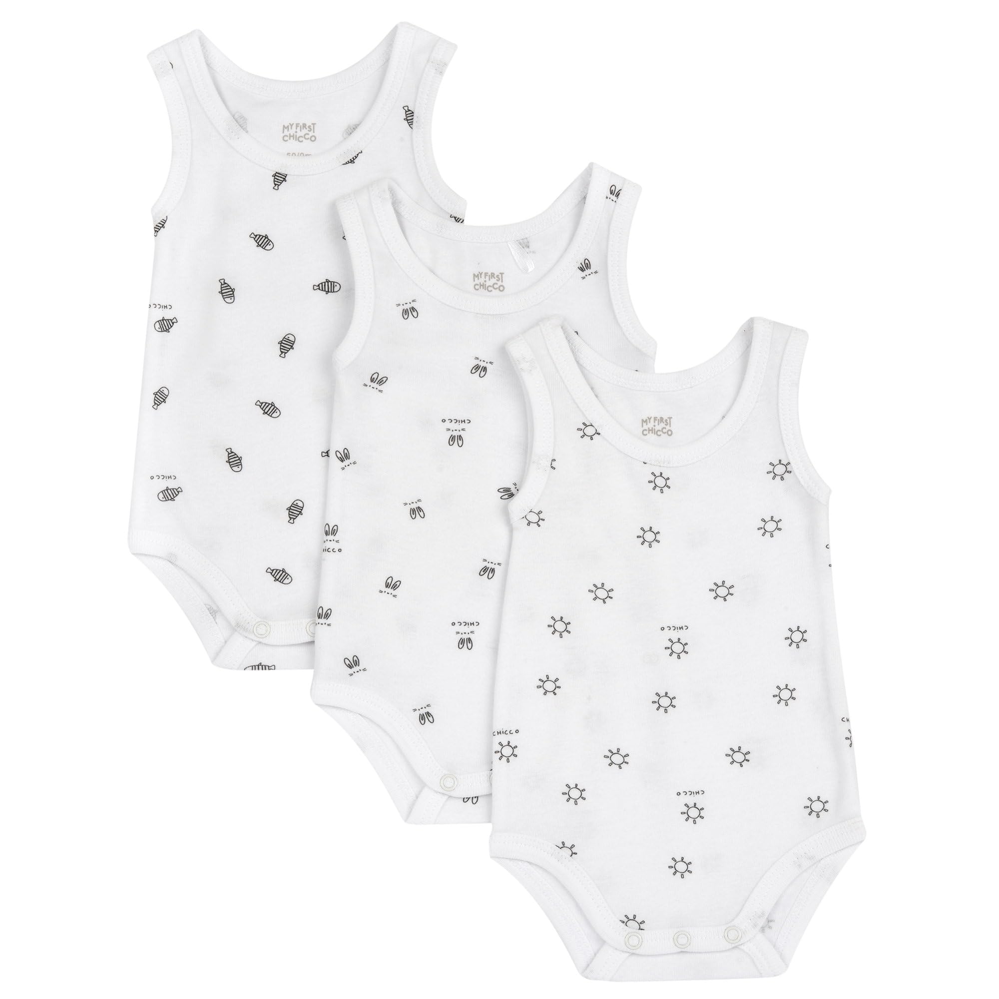 chicco-baby-body-set-ohne-rmel-3er-set-aus-weicher-baumwolle-mit-praktischer-ffn image 1