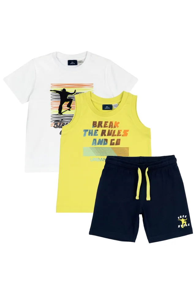 chicco-kinder-set-3-teilig-t-shirt-shorts-unterhemd-aus-100-baumwolle image 1
