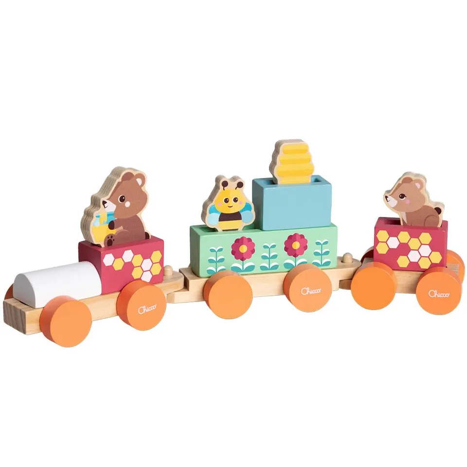 chicco-holzspielzeug-teddyb-r-zug-montessori-spiel-mit-3-waggons-5-farbigen-bl-c image 1