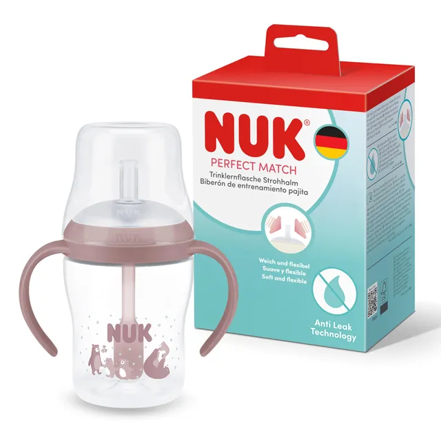 nuk-perfect-match-trinklernflasche-mit-strohhalm-8-monate-150-ml-auslaufsicher-r image 1