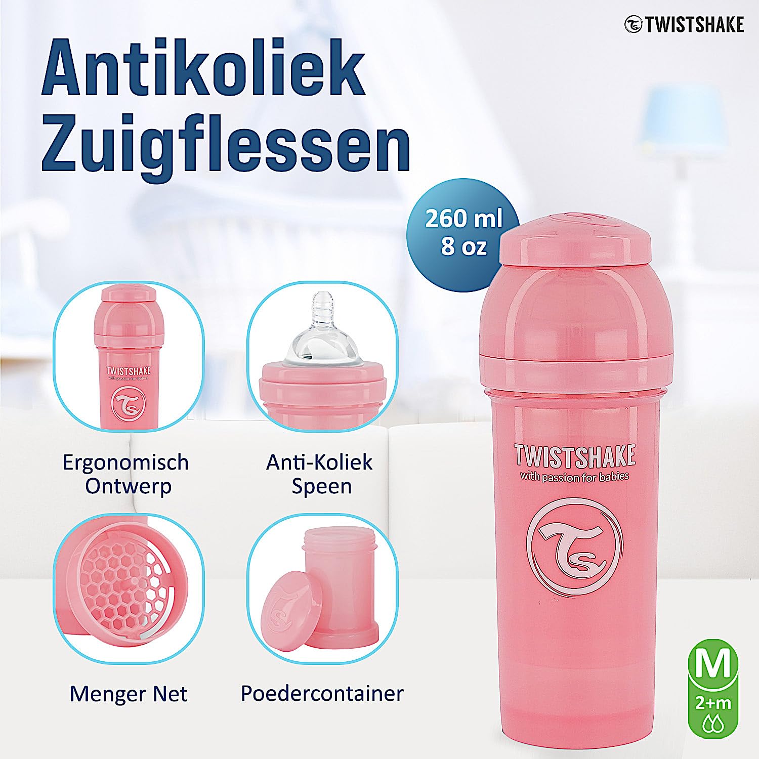 twistshake-anti-kolik-babyflasche-260-ml-mit-milchpulverbeh-lter-und-mixer-bpa-f image 2