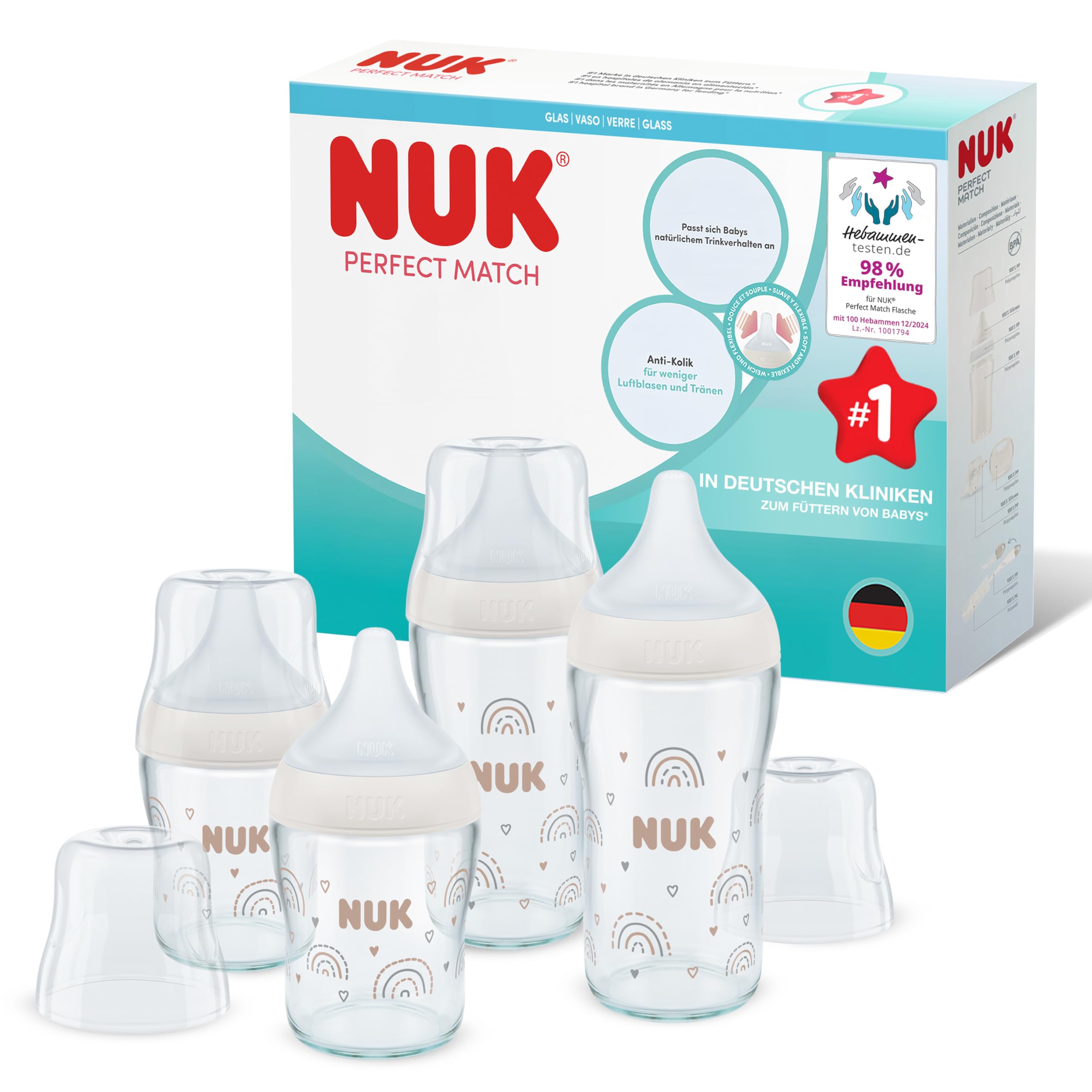 nuk-perfect-match-glas-babyflaschenset-regenbogen-120-ml-230-ml-ab-3-monaten-4-t image 1