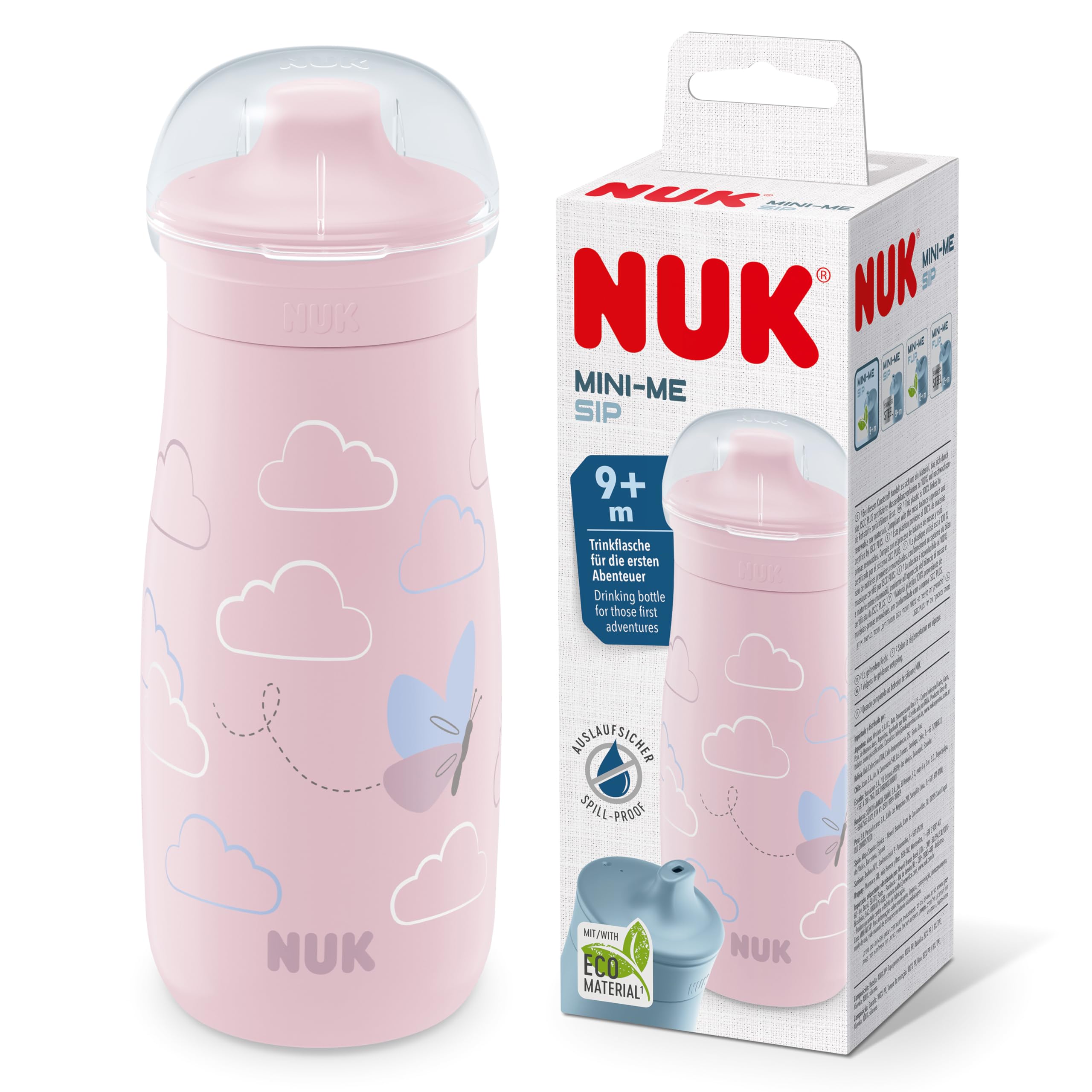 nuk-mini-me-sip-kinderwasserflasche-ab-9-monaten-300-ml-rosa-schmetterling image 1