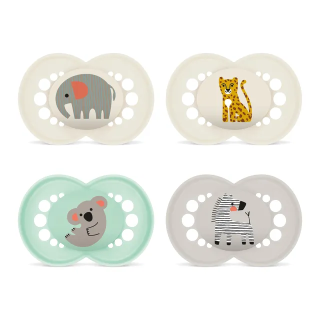 mam-original-schnuller-16-monate-4er-set-elefant-leopard-skinsoft-silikon image 1