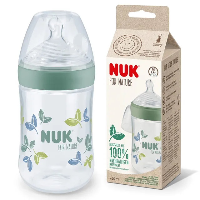 nuk-for-nature-babyflasche-260-ml-mittelgro-er-trinksauger-silikon-anti-colic-te image 1