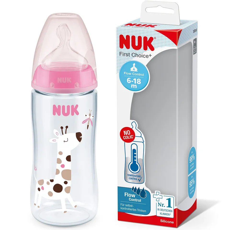 nuk-first-choice-babyflasche-300-ml-6-18-monate-pink-giraffe image 1