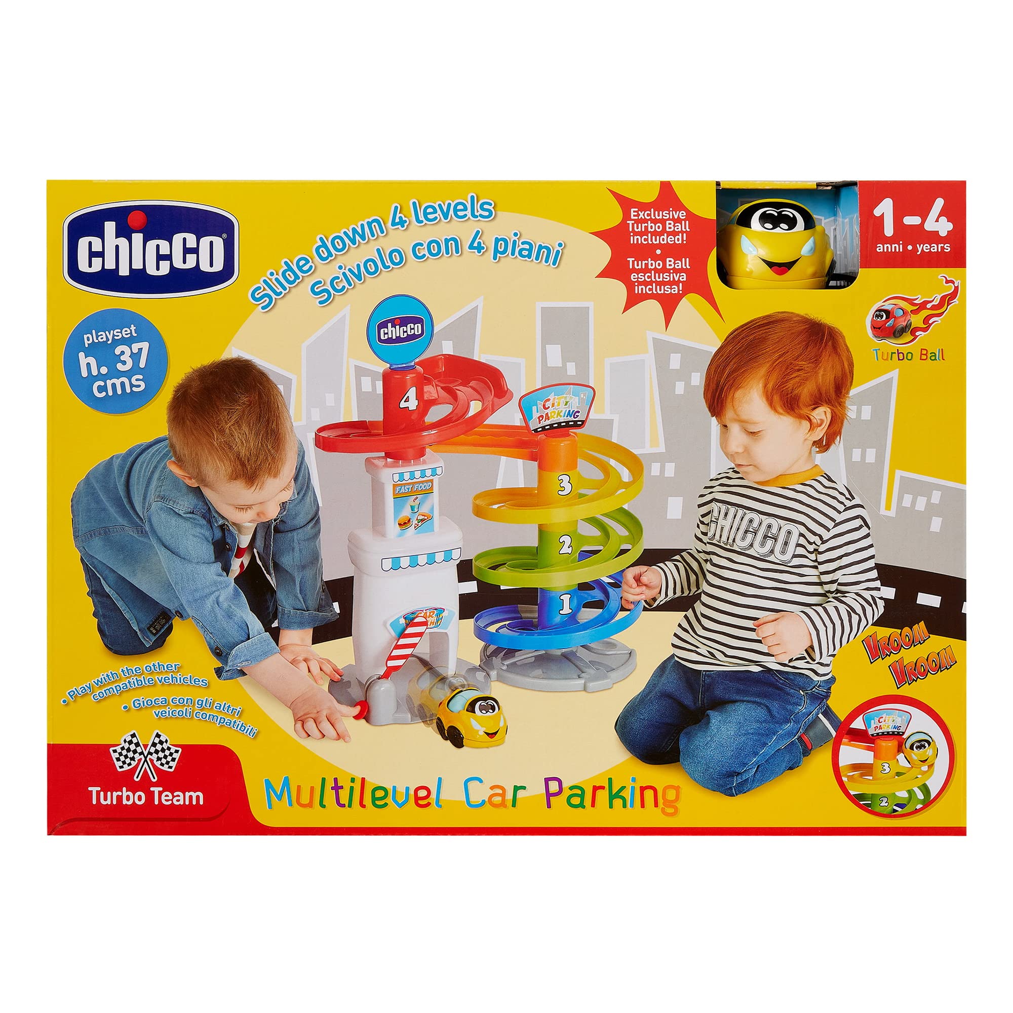 chicco-turbo-ball-parkhaus-mit-spielzeugauto-4-ebenen-rutsche-ab-1-jahr-mehrfarb image 7