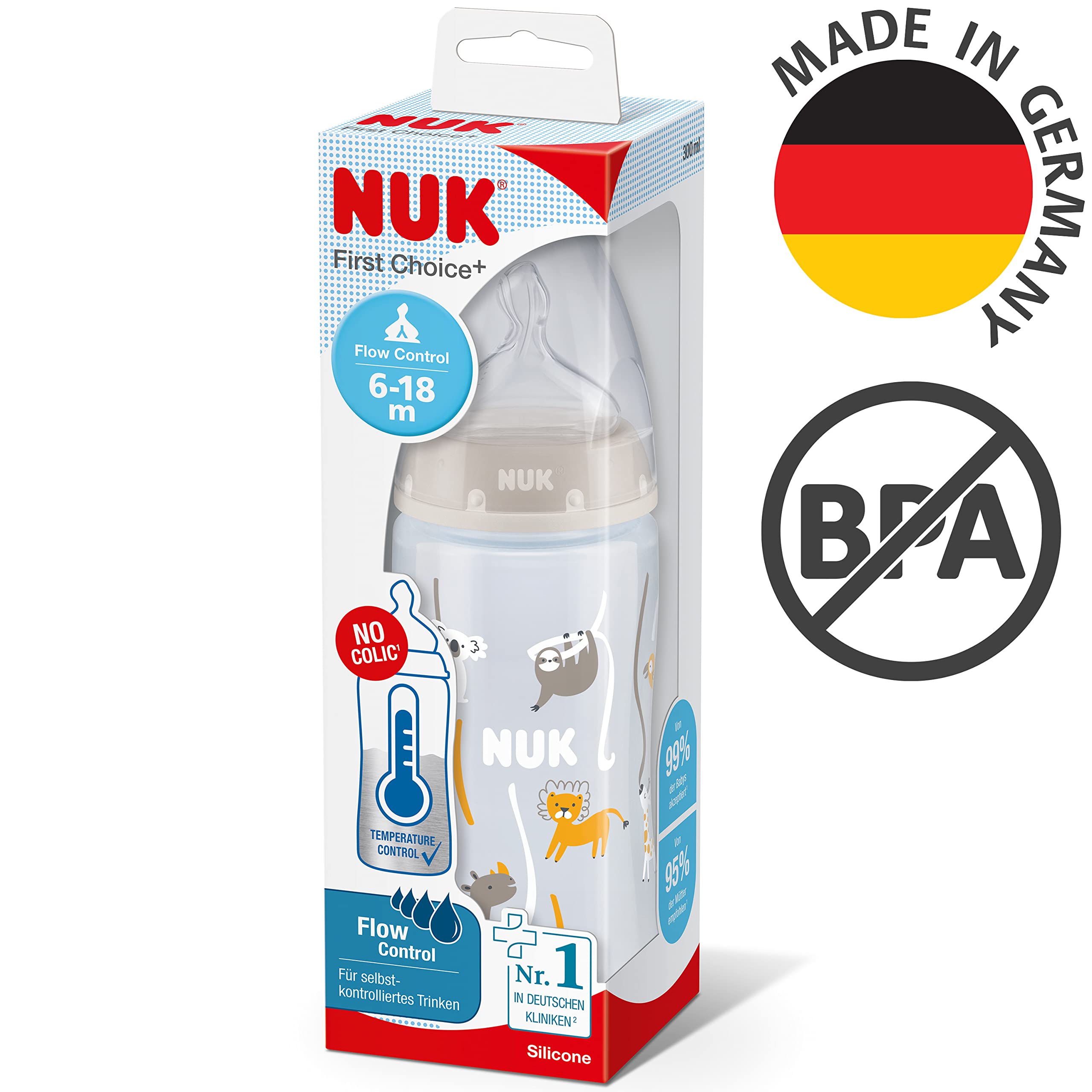 nuk-first-choice-babyflasche-300-ml-6-18-monate-safari-neutral-silikon image 7