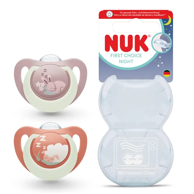 nuk-first-choice-night-schnuller-18-36-monate-kaninchen-schaf-2-st-ck image 1