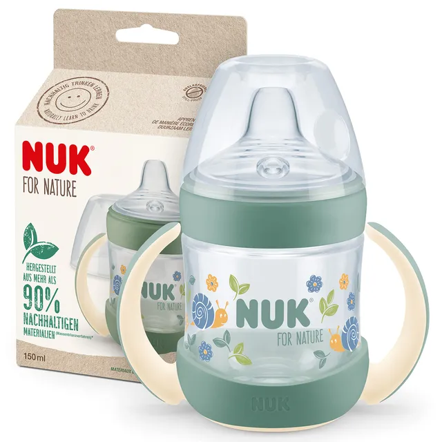 nuk-for-nature-trinklernbecher-150-ml-gr-n-6-18-monate-mit-griffen image 1