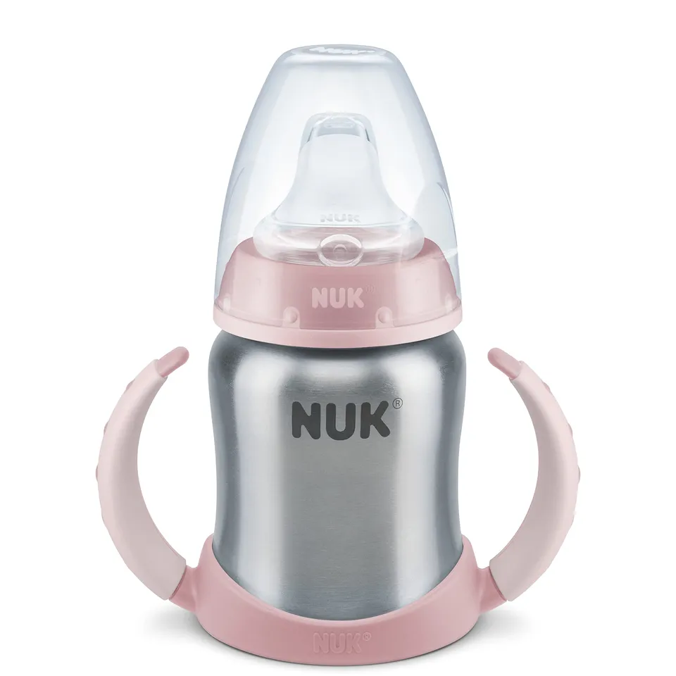 nuk-learner-cup-trinklernbecher-aus-edelstahl-125-ml-6-18-monate-rosa image 1