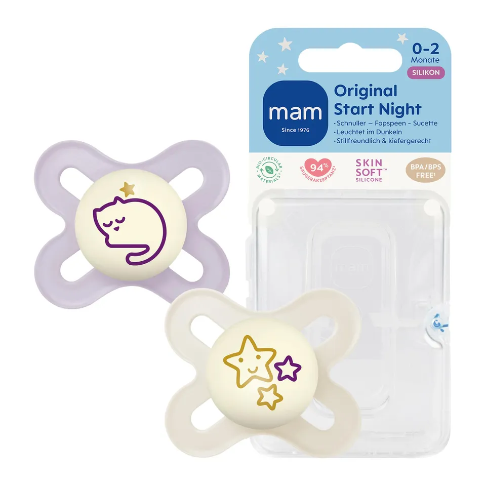 mam-original-start-night-schnuller-0-2-monate-leuchtend-skinsoft-silikon-lilac-2 image 1