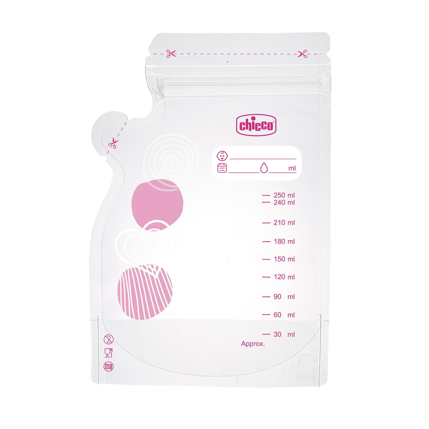 chicco-milchbeutel-30-st-ck-auslaufsicher-250-ml-mit-ausguss image 1
