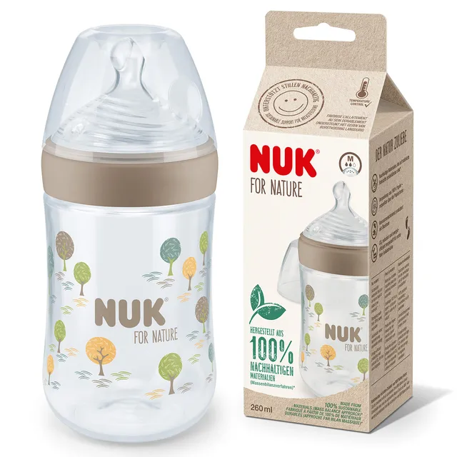 nuk-for-nature-babyflasche-260-ml-beige-mit-silikon-anti-colic-sauger image 1