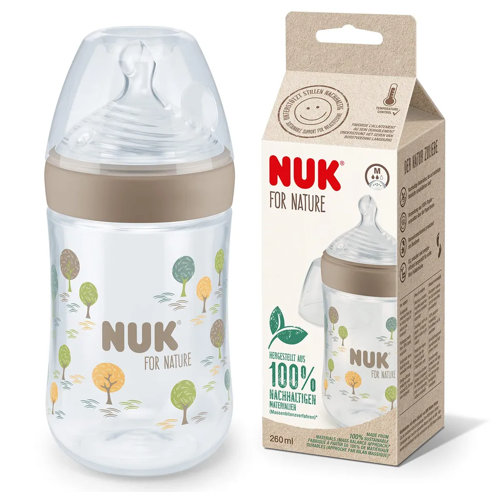 nuk-for-nature-babyflasche-260-ml-beige-mit-silikon-anti-colic-sauger image 1