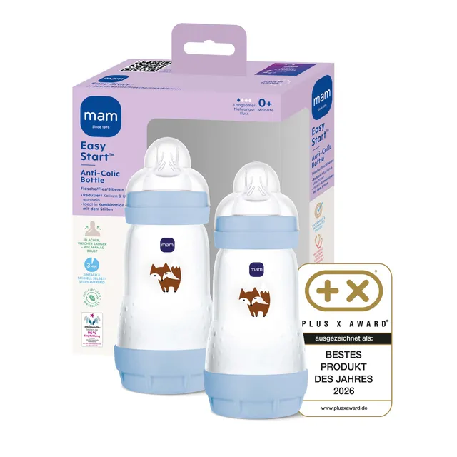 mam-easy-start-anti-colic-babyflasche-2x-260-ml-0-m-gr-1-fuchs image 1
