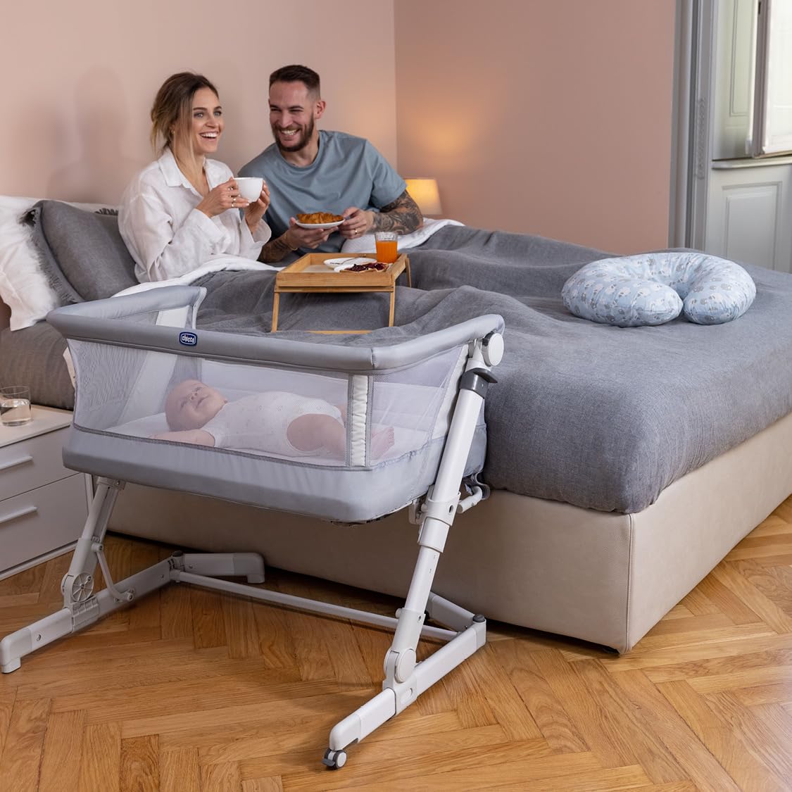 chicco-next2me-pop-up-beistellbett-grau-mit-matratze image 2