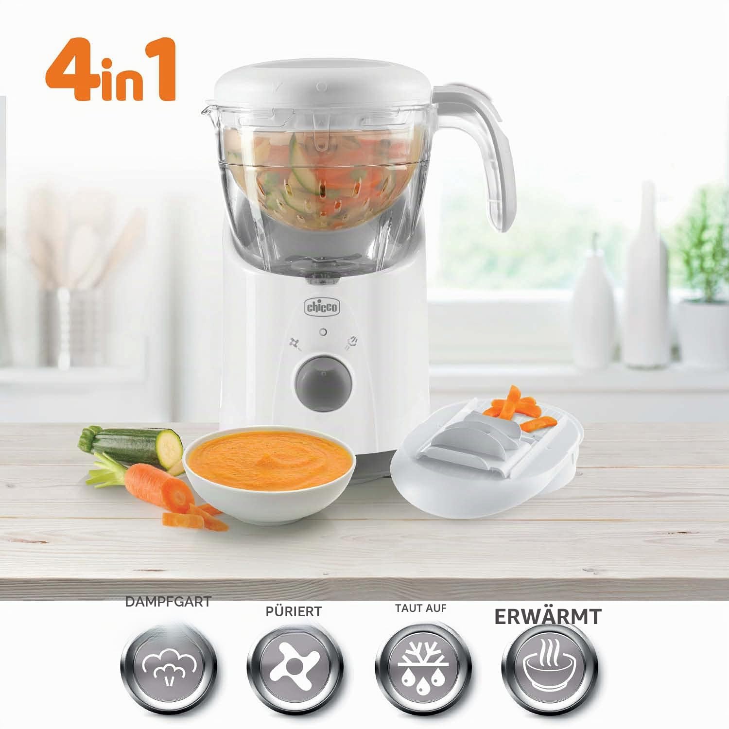 chicco-easy-meal-multifunktions-babynahrungszubereiter-dampfgarer-mixer-und-spei image 2