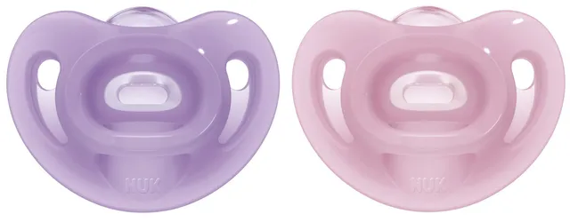 nuk-sensitive-schnuller-0-6-monate-100-silikon-bpa-frei-lila-rosa-2-st-ck image 1