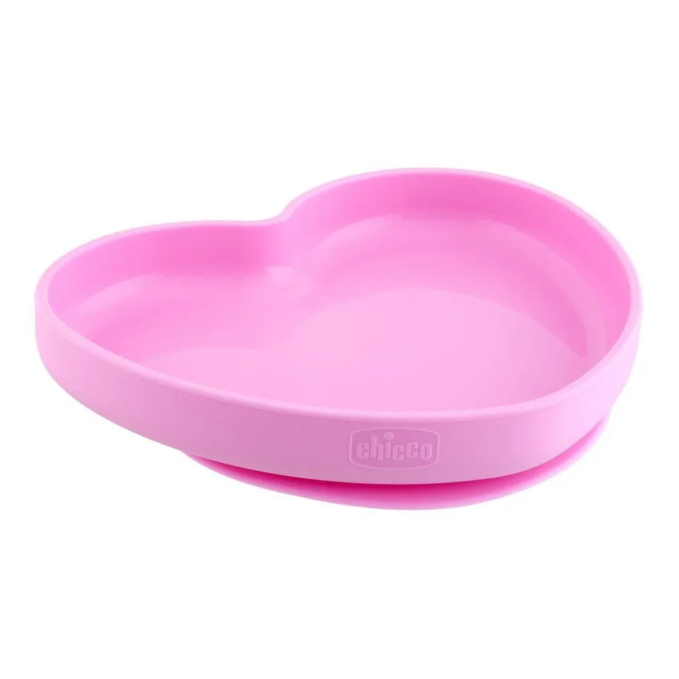 chicco-silikon-teller-herz-mit-saugnapf-rosa-ab-12-monate image 1