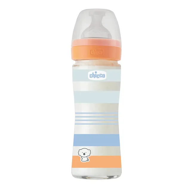 chicco-well-being-babyflasche-aus-glas-240-ml-normaler-fluss-physiologischer-sil image 1