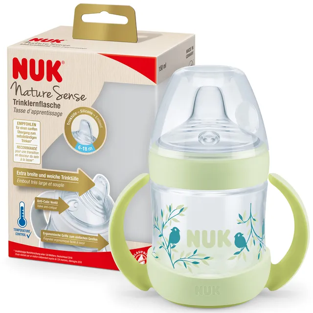 nuk-nature-sense-trinklernflasche-150-ml-6-18-monate-anti-colic-gr-n image 1