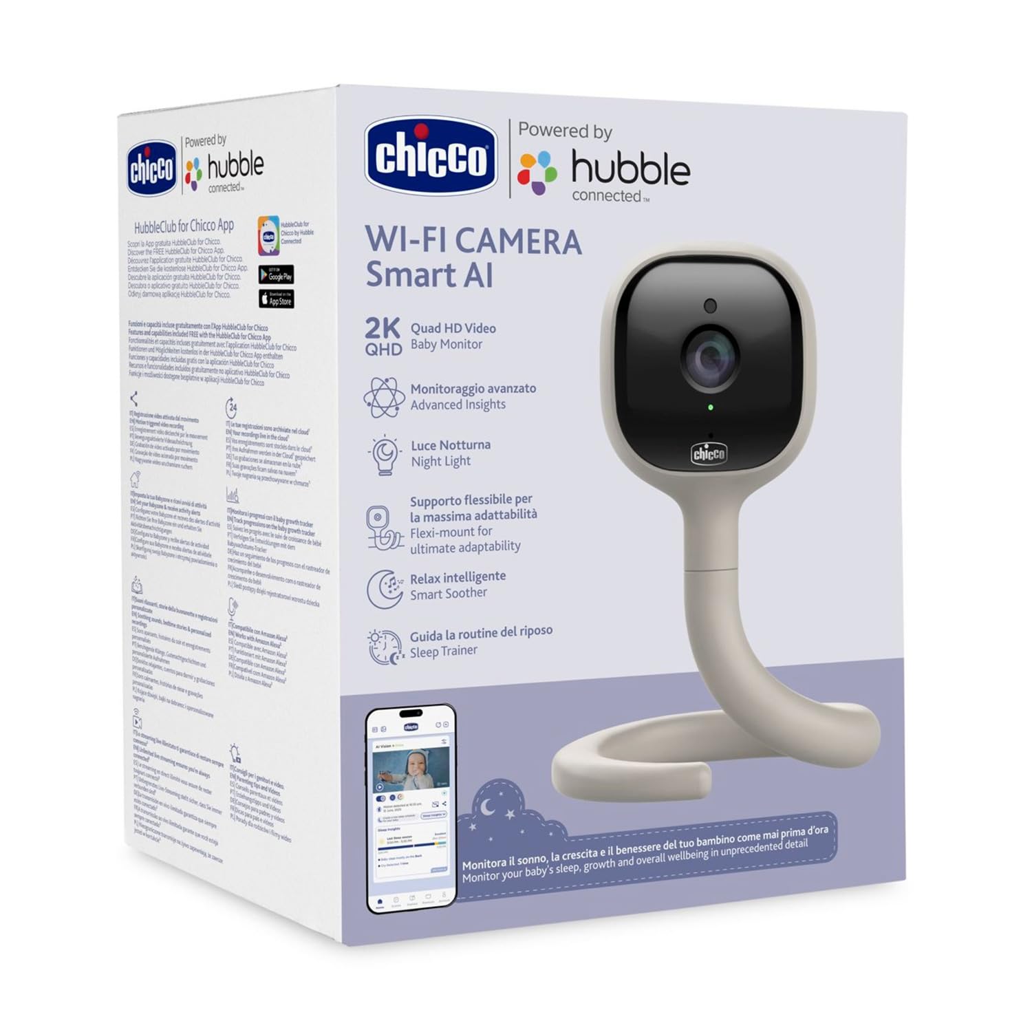chicco-video-babyphone-wi-fi-smart-ai-2k-uhd-kamera-infrarot-nachtsicht-app-smar image 1
