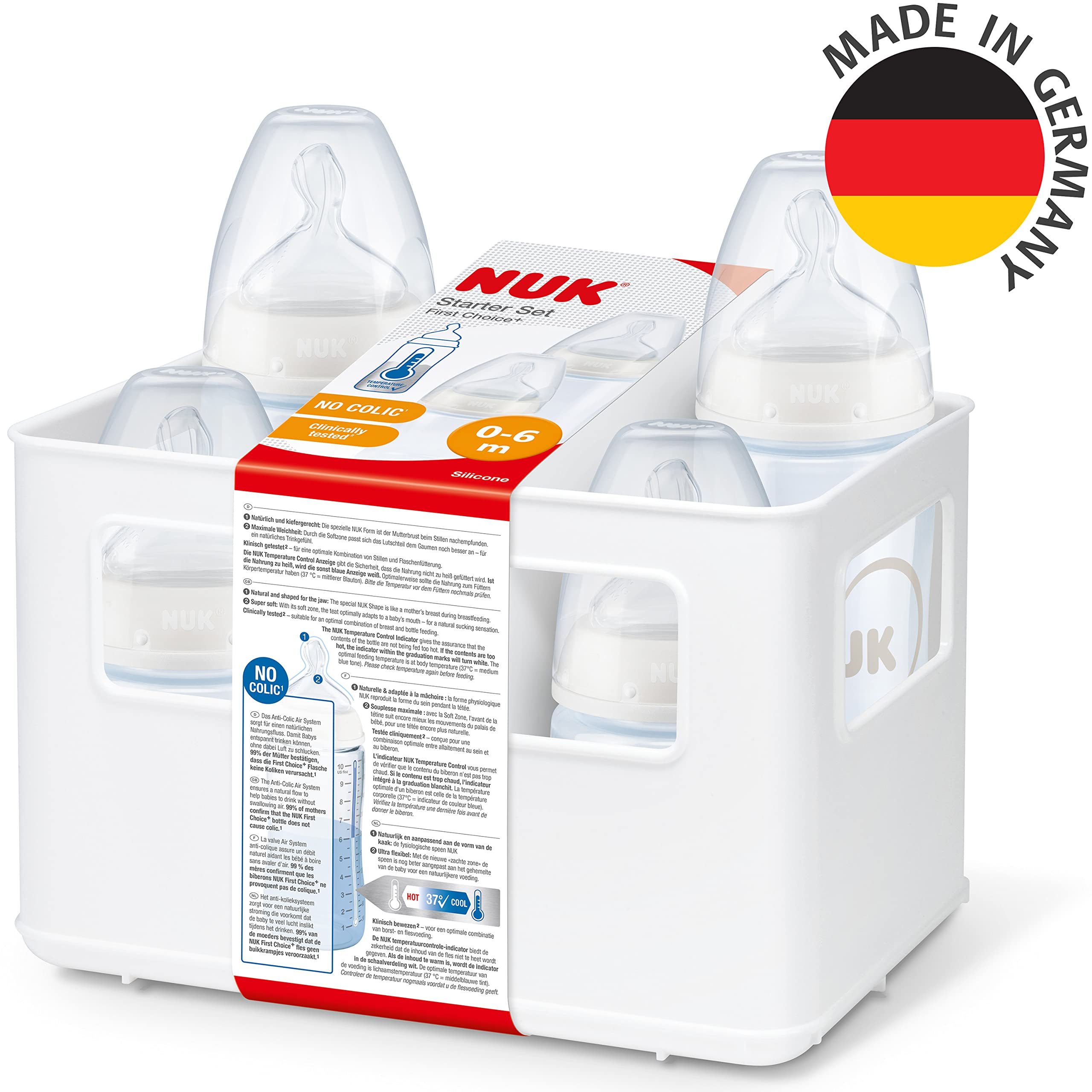 nuk-first-choice-babyflaschen-starter-set-4-flaschen-box-0-6-monate-grau-wei image 6