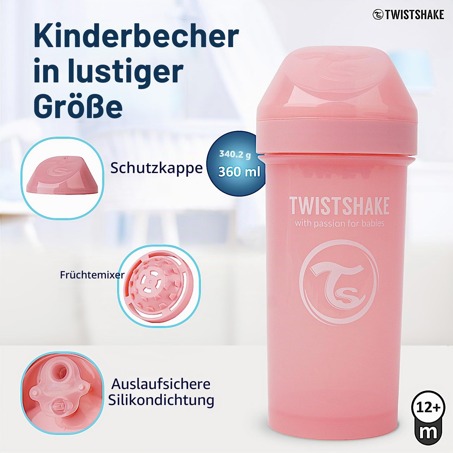 twistshake-kid-cup-360-ml-12m-rosa-mit-fruchtmixer-und-hartem-ausguss image 2