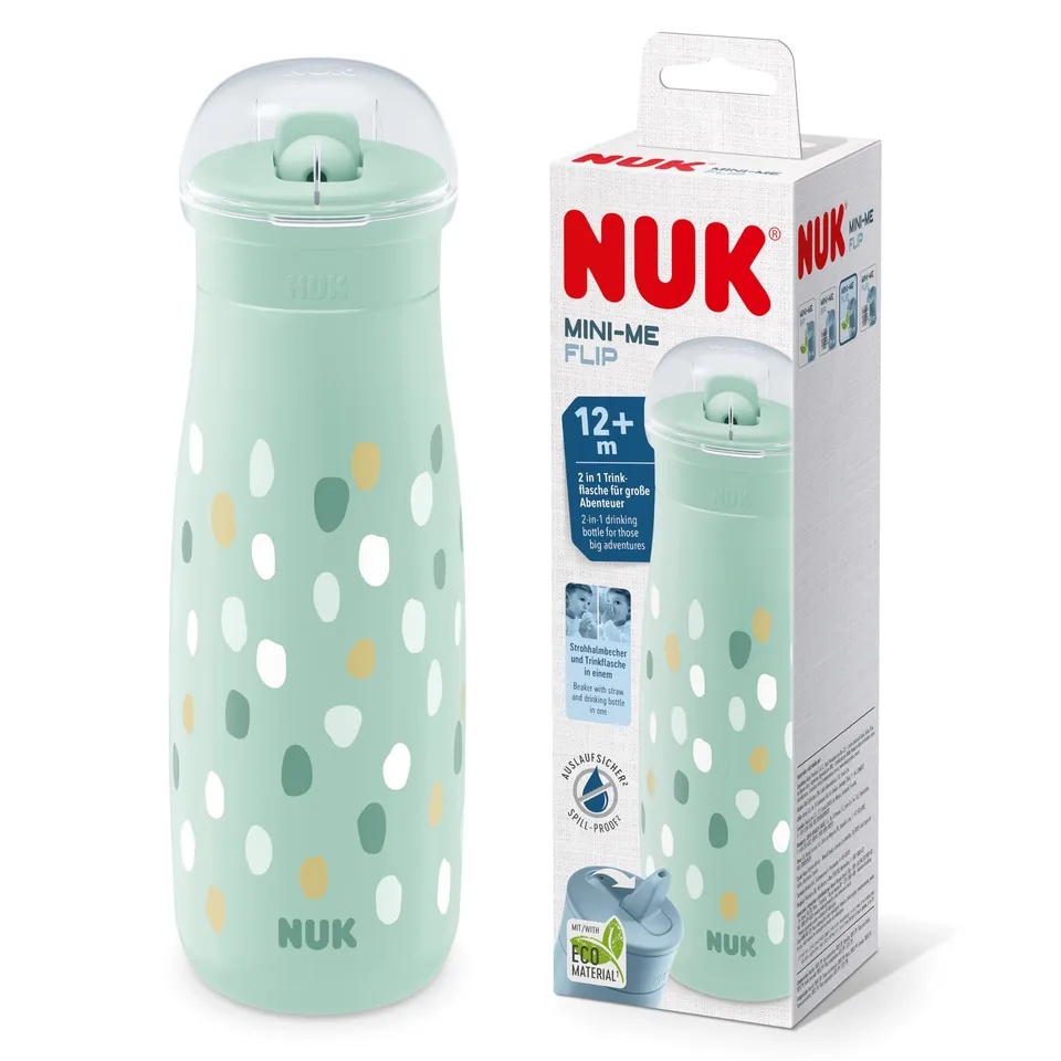 nuk-mini-me-flip-trinkflasche-mit-strohhalm-ab-12-monate-450-ml-auslaufsicher-br image 1