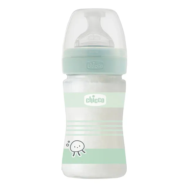 chicco-babyfl-schchen-well-being-glas-150-ml-normaler-fluss-0m-silikon-gr-n image 1