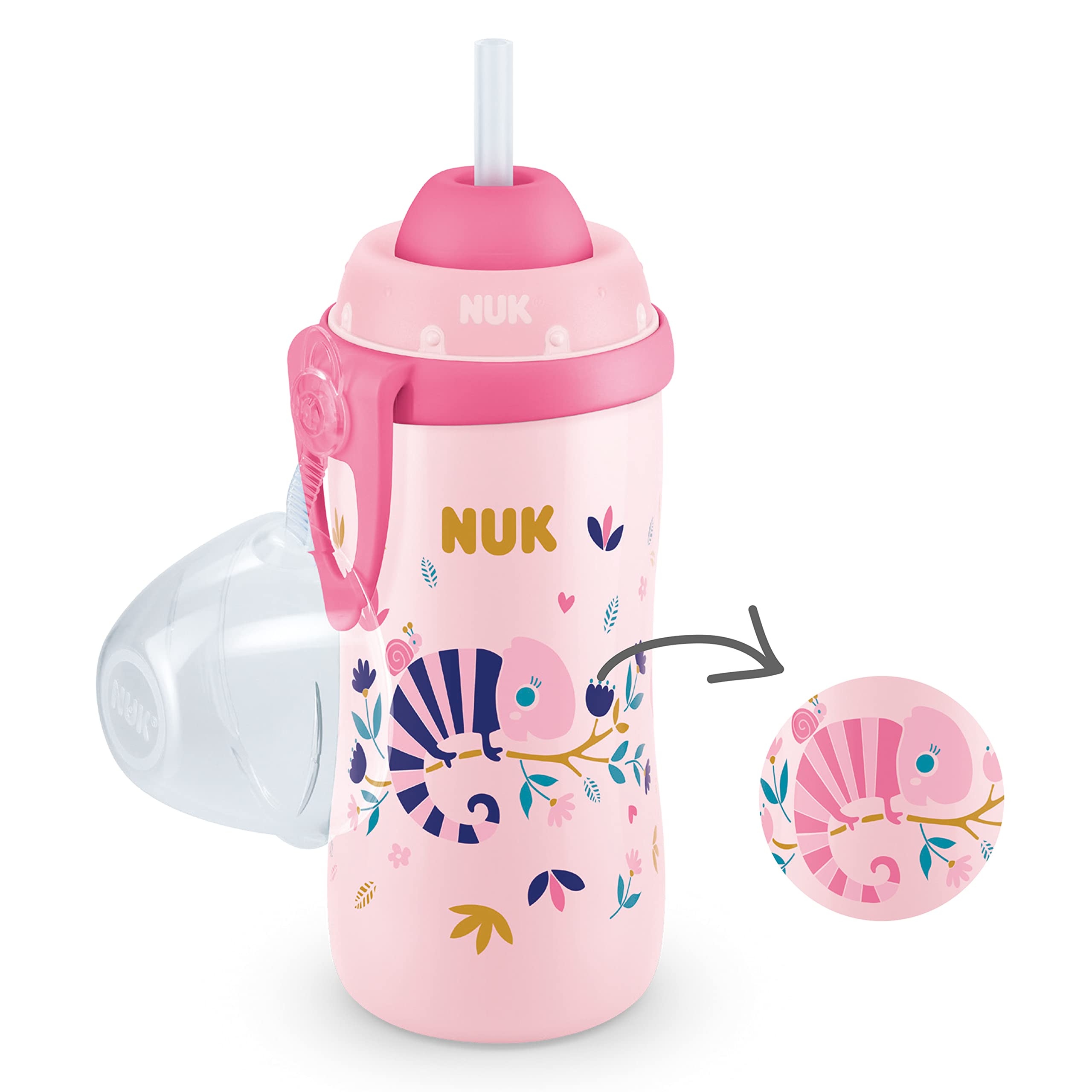 nuk-flexi-cup-trinklernbecher-cham-leon-rosa-300ml-12-monate image 2