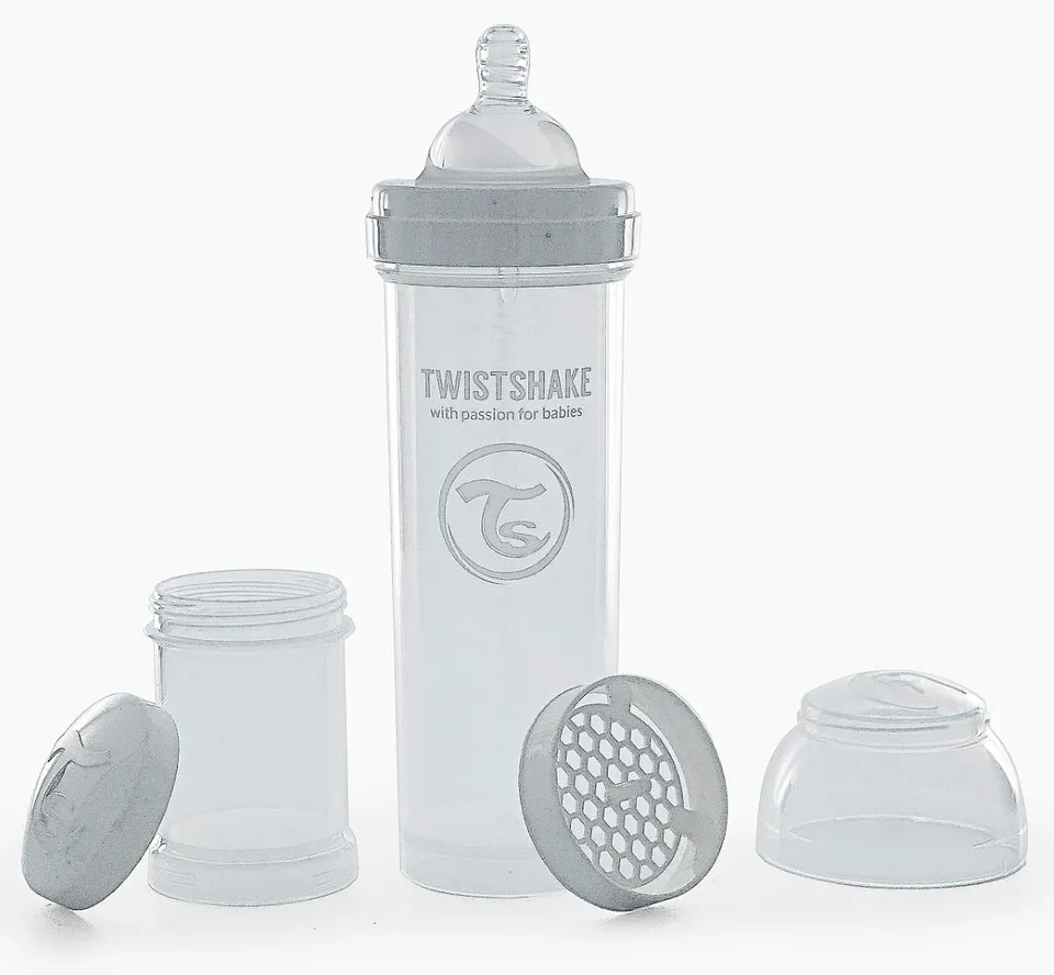 twistshake-anti-kolik-babyflasche-330-ml-mit-milchpulverbeh-lter-und-mixer-wei image 1