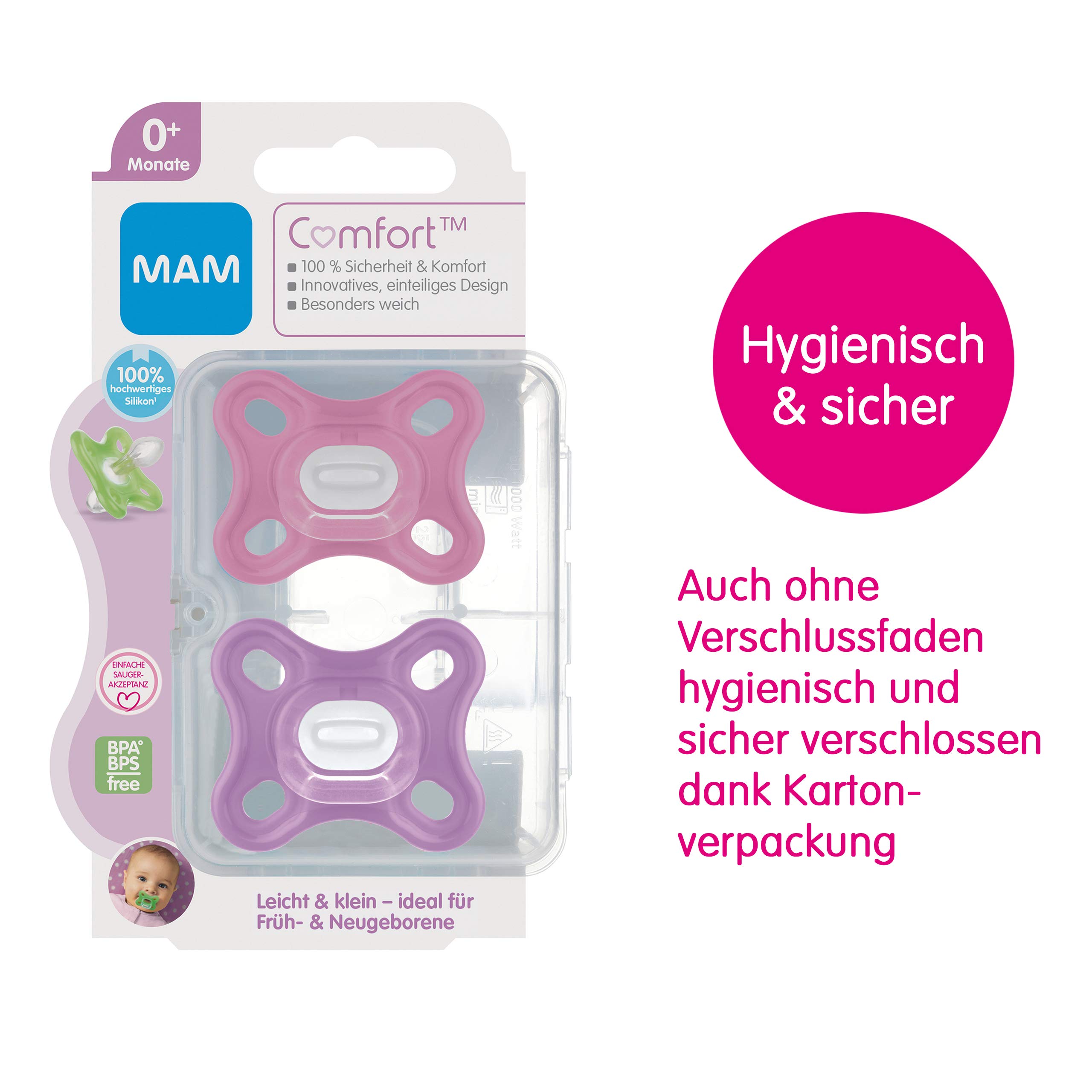 mam-comfort-schnuller-2er-set-0-monate-silikon-pink-lila image 2