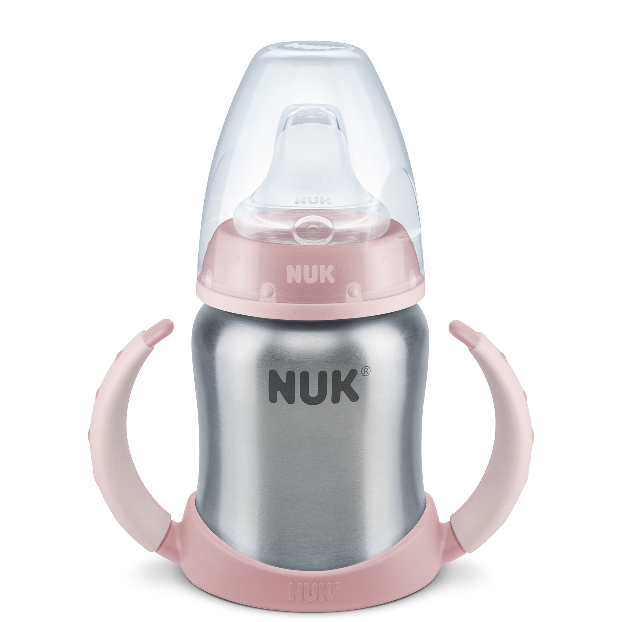 nuk-learner-cup-trinklernbecher-aus-edelstahl-125-ml-6-18-monate-rosa image 1