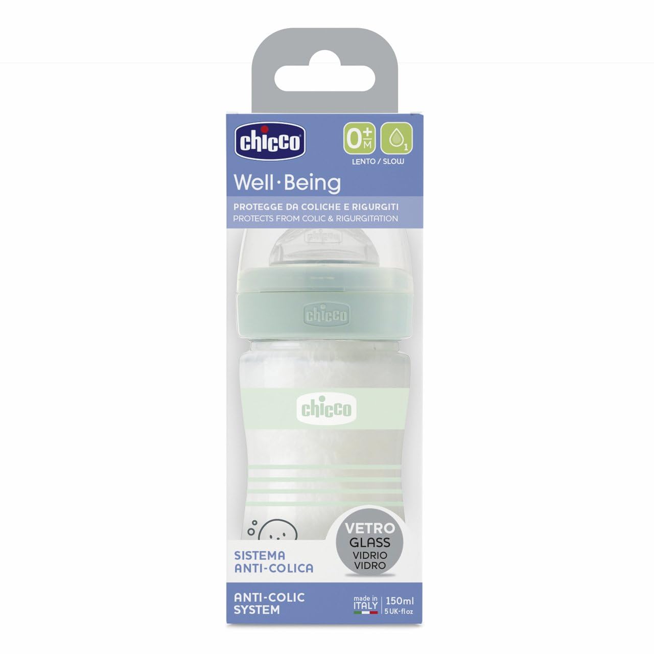 chicco-babyfl-schchen-well-being-glas-150-ml-normaler-fluss-0m-silikon-gr-n image 3